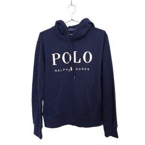 Polo Ralph Lauren Spell Out Drawstring Pullover Hoodie Navy Blue XL